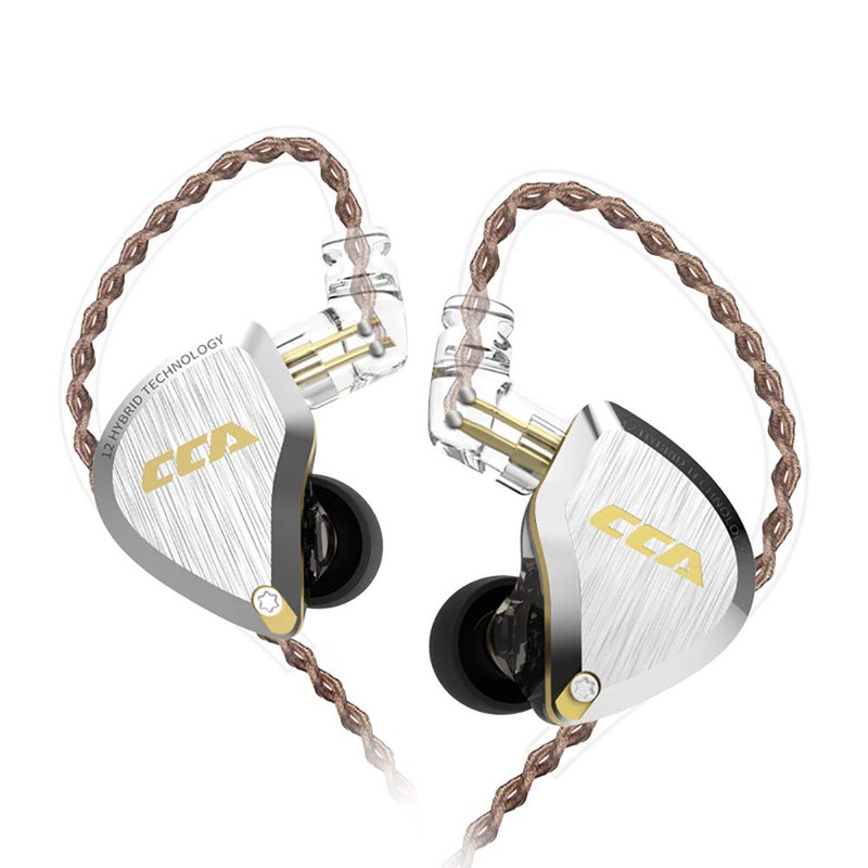 CCA C12 in-Ear Monitors, 5BA+1DD Hybrid HiFi Stereo Noise Isolating IEM Wired Earphones/Earbuds/Headphones with Detachable Tangle-Free Cable 2Pin for Musician Audiophile (Without MIC, Amber Gold) - Image 1